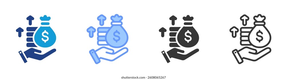 Profit icon set multiple style collection