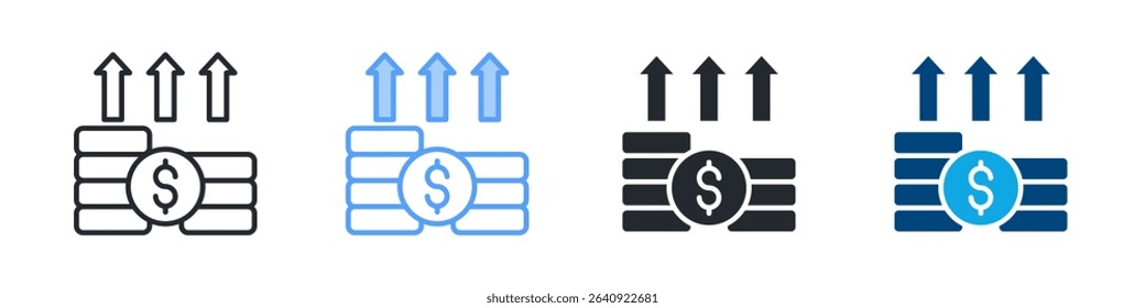 Profit Icon Set Multiple Style. Design In Outline, Blue, Glyph, Dualtone