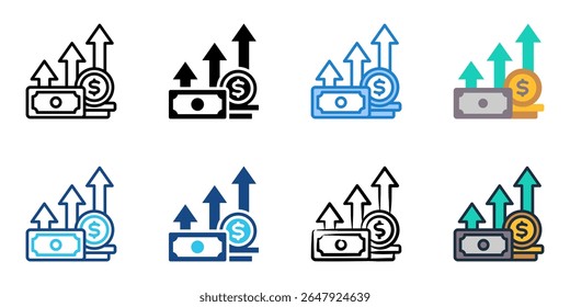 Ícone de lucro definir coleção de vários estilos 
