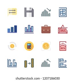 profit icon set. vector set about save, portfolio, percentage and bar chart icons set.