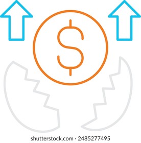 Gewinnsymbol - Symbol für finanziellen Erfolg und Umsatz, der die Kosten in Unternehmen übersteigt