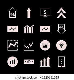 profit icon. profit vector icons set growing graph, money ideas, up arrow and percent down