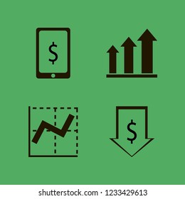 profit icon. profit vector icons set dollar symbol phone, graph, growing graph and dollar rate falling