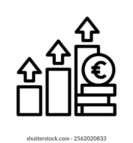 Profit icon vector illustration. Euro currency	