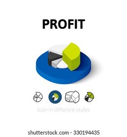 Profit icon, vector symbol in flat, outline and isometric style