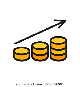 profit icon, profit icon vector, in trendy flat style isolated on white background. rising profit icon image, coin icon illustration