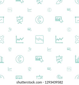profit icons pattern seamless white background. Included editable line coin, line chart, coin on hand, graph on board, chart, hand on graph icons. profit icons for web and mobile.