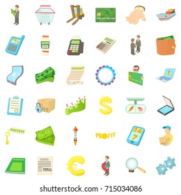 Profit icons set. Cartoon style of 36 profit vector icons for web isolated on white background