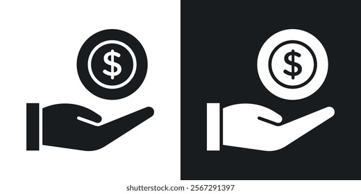 Profit icons in solid black and white colors