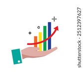 Profit illustration hand hold chart up icon