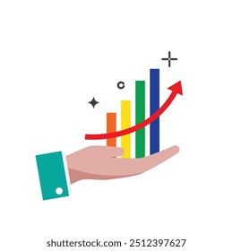 Ícone para cima do gráfico de bloqueio manual da ilustração de lucro