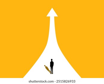 Profit increase. Businessman chooses to focus on the growth path