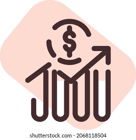 Profit increase graph, illustration, vector, on a white background.
