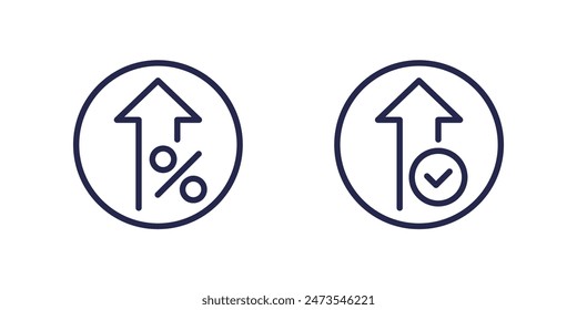 profit increase and growth line icons