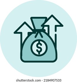 Aumento de beneficio, ilustración, vector sobre fondo blanco.