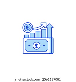 Profit Increase Line Icon. linear style sign for mobile concept and web design. Outline vector icon.