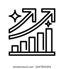 Ícone Linha de Aumento de Lucro, Símbolo de Estrutura de Tópicos para Aumento de Receita, Ganho Financeiro, Crescimento de Ganhos, Sucesso de Negócios e Prosperidade Econômica. Ícone de sinal vetorial.