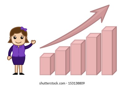 Profit Increased Stats Graph - Cartoon Business Vector Illustrations