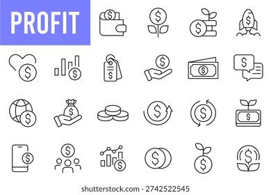 Profit Line Editable Icons set. Vector illustration in modern thin line