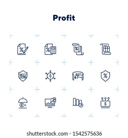 Profit line icon set. Percentage, interest, calculator. Business concept. Can be used for topics like finance, investment, accounting, startup