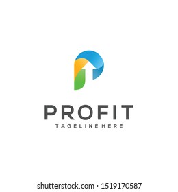 Profit logo design,P colorful logo, Letter P and arrows logo design vector template