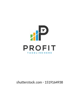 Profit Logo Design,P Logo, Letter P And Arrows, Letter P And Diagram Logo Design Vector Template