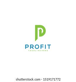 Profit Logo Design,P Logo, Letter P And Arrows Logo Design Vector Template