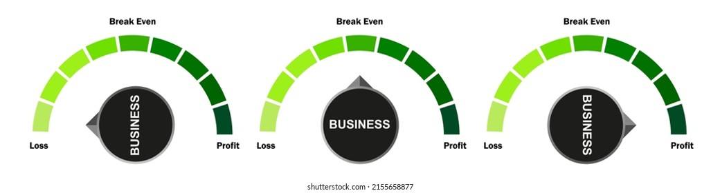 Profit - Loss - Break Even  Icon On Speedometer. Isolated Vector Stock Illustration EPS 10 File.