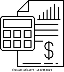 Calculadora de pérdidas y ganancias Diseño de vectores, símbolo de inversores y financieros sobre fondo blanco, signo de capitalismo empresarial y finanzas, concepto de retorno de la inversión