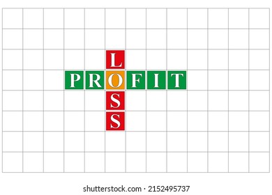 Profit And Loss Cross Word. Vector Illustration Eps 10 File.