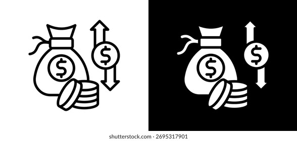 Icono de ganancias y pérdidas Ilustración vectorial de doble estilo