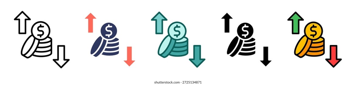 Icono De Pérdidas Y Ganancias Ilustración vectorial Múltiple