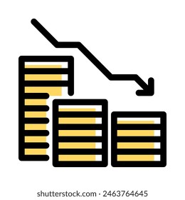 Profit and loss icon vector in colored outline style for business, sales, finance, and economy