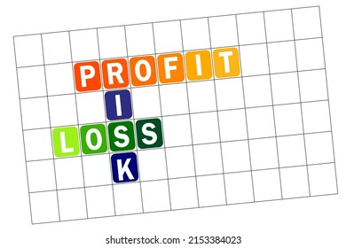 Profit - Loss - Risk Crossword. Vector Illustration Eps 10 File