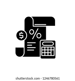 Profit and loss statement black icon, vector sign on isolated background. Profit and loss statement concept symbol, illustration 