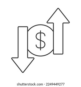 Icono vector de ganancia y pérdida. Firma de línea para concepto móvil y diseño web. Símbolo, ilustración del logotipo. Gráficos vectoriales