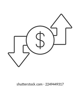 Icono vector de ganancia y pérdida. Firma de línea para concepto móvil y diseño web. Símbolo, ilustración del logotipo. Gráficos vectoriales