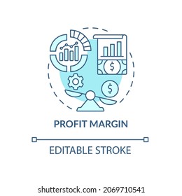 Profit margin blue concept icon. Calculating revenue. Financial gain. Earnings from service. Business model abstract idea thin line illustration. Vector isolated outline color drawing. Editable stroke