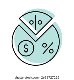 Profit Margin color shadow thinline icon , vector, pixel perfect, illustrator file 