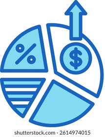Profit Margin Icon Blue Vector Illustration