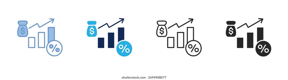 Coleção de Ícones de Margem de Lucro com Vários Estilos
