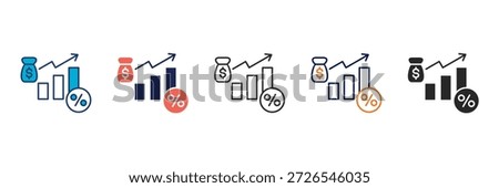 profit margin icon collection with multiple styles