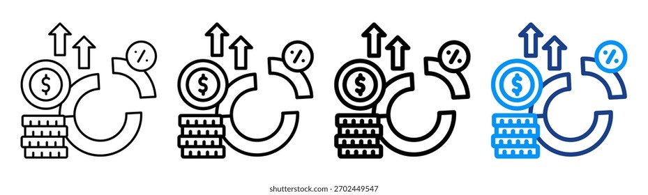 Conjunto de Colección de contorno diferente de ícono de margen de beneficio