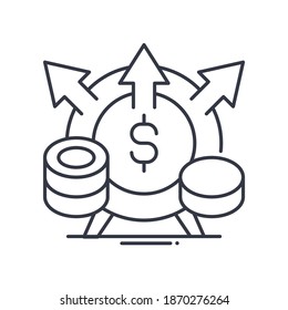 Profit margin icon, linear isolated illustration, thin line vector, web design sign, outline concept symbol with editable stroke on white background.