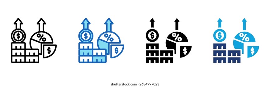 Profit Margin icon Multi Style Vector Illustration
