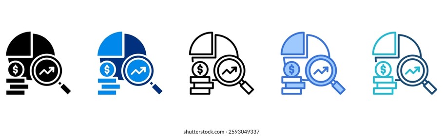 Profit margin icon set multiple style collection