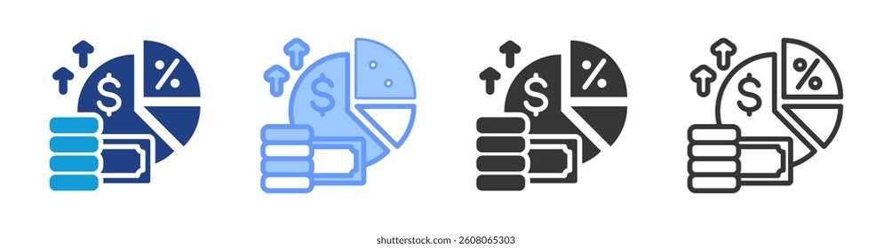 Profit Margin icon set multiple style collection