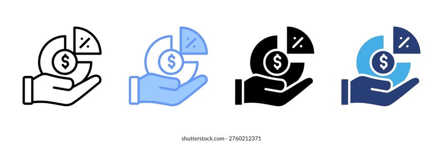 Profit Margin icon set multiple style collection
