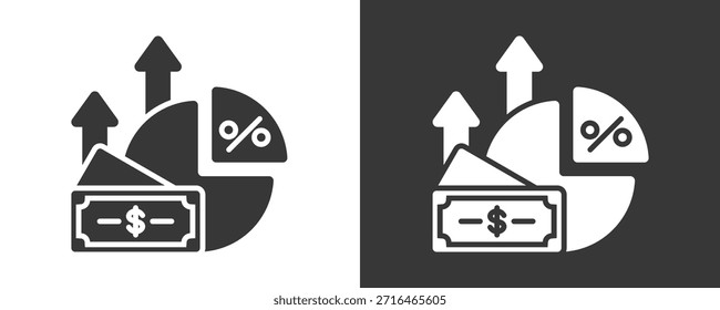 Icono de margen de ganancia Conjunto de Colección de Vector aislado en blanco y negro