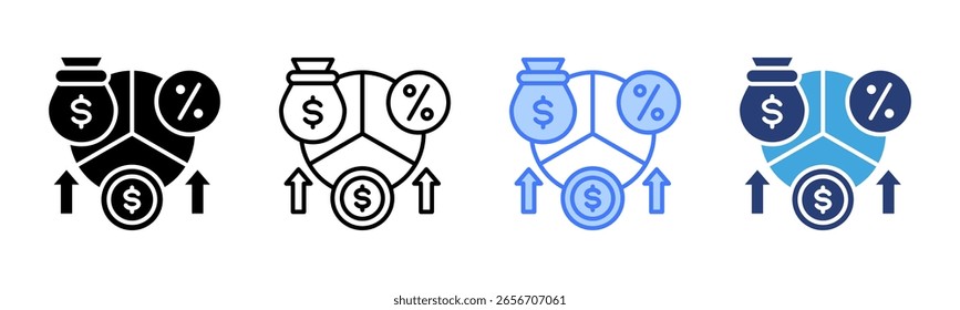 Profit Margin icon sheet multiple style collection